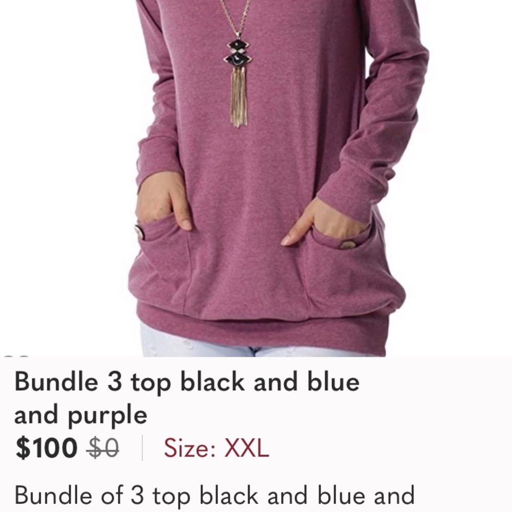 Bundle 3 tops black and blue and purple